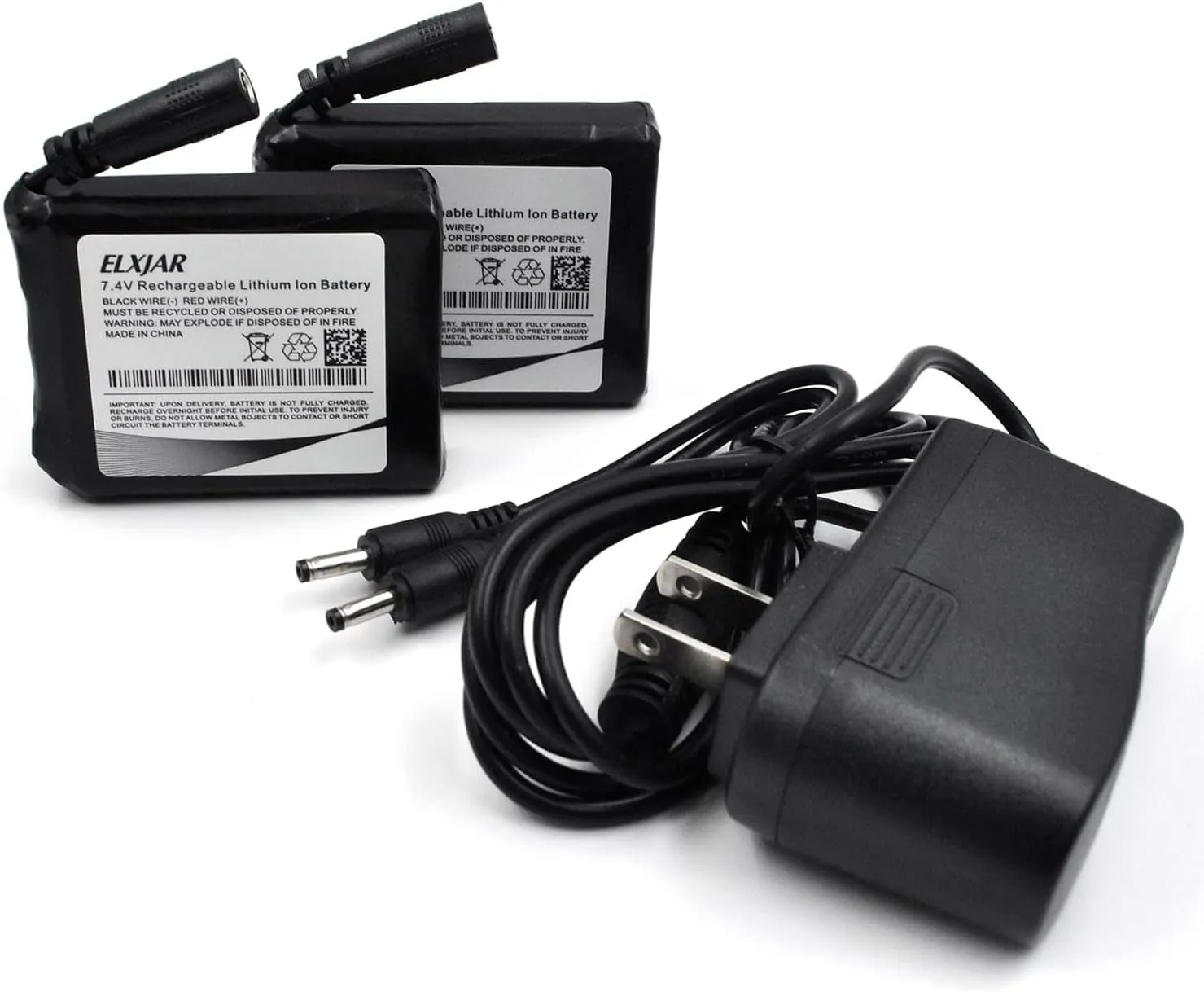 (2-Pack) 7.4V 3000mAh Rechargeable Li-ion Battery Replacement for Heated Gloves, Socks, Thermal Heated Underwear Clothes with Charger