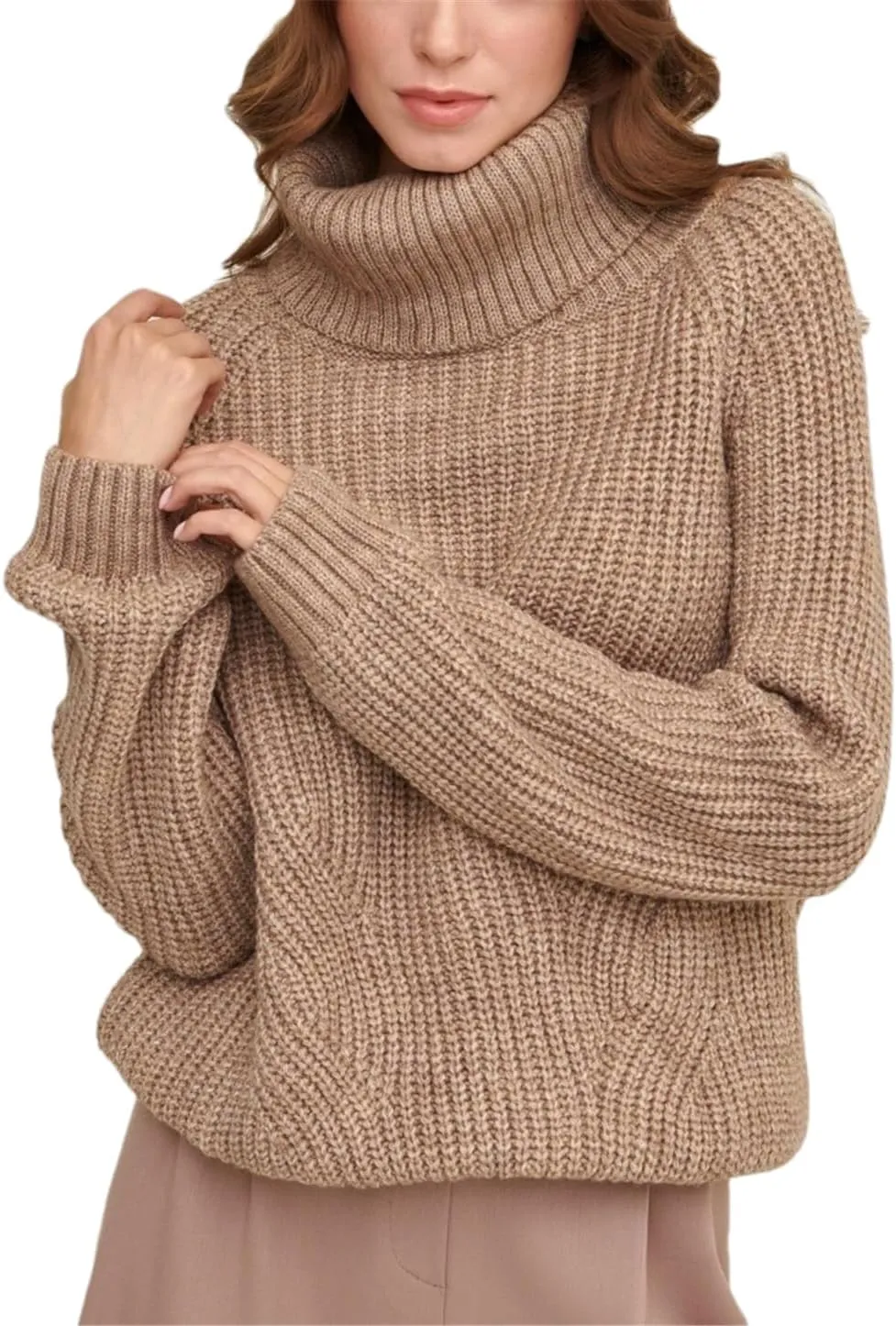 2023 Women's Turtlenecks Pullovers Purple Soft Thick Knitted Top with Sleeves Autumn Winter Basic Oversize Sweater for Women