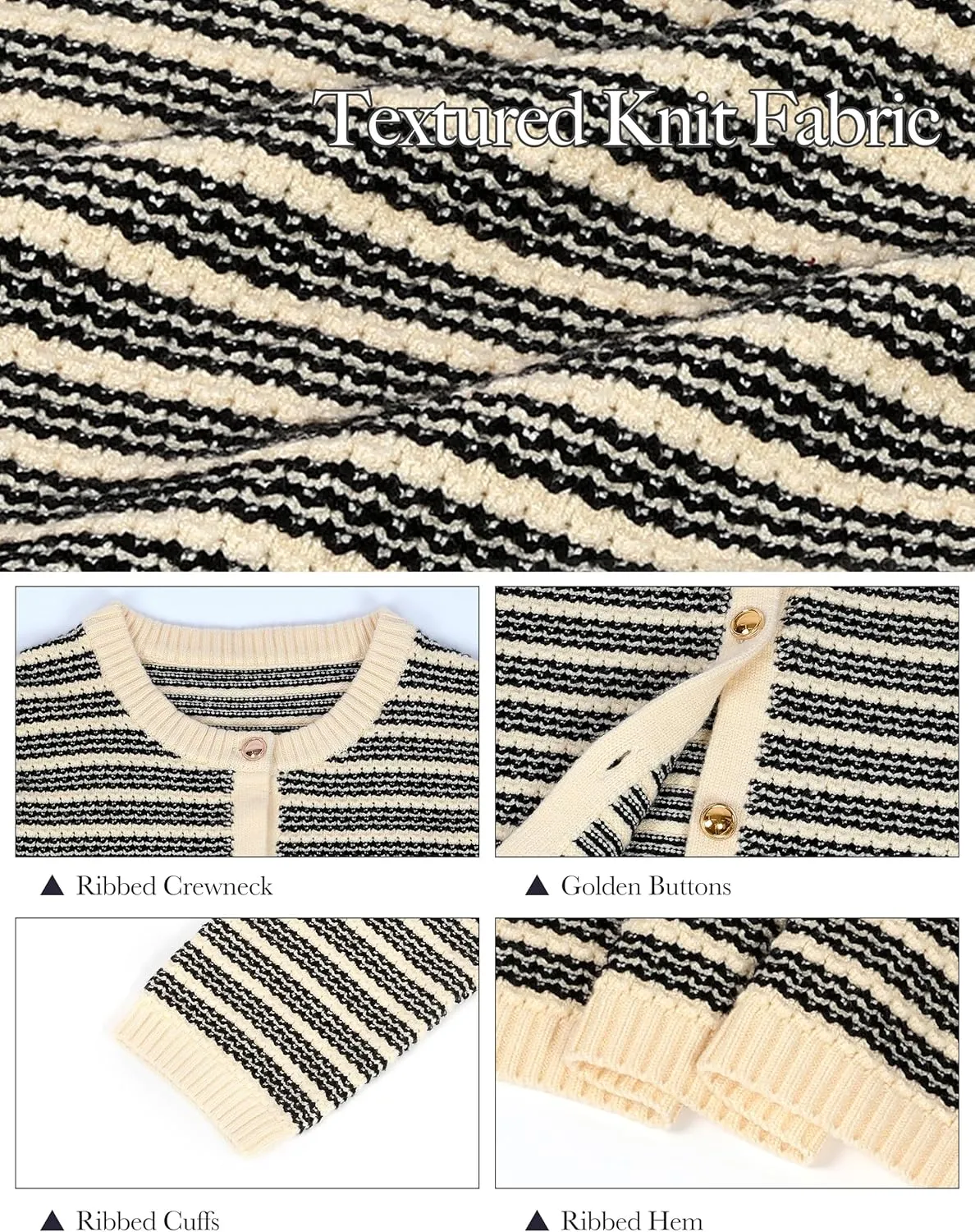 Blooming Jelly Women's Striped Cardigan Sweaters Dressy Casual Chunky Knit Coats 2024 Trendy Fall Outfits