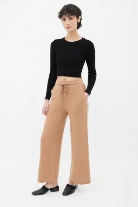 Brown Cashmere & Wool Wide Leg Pant