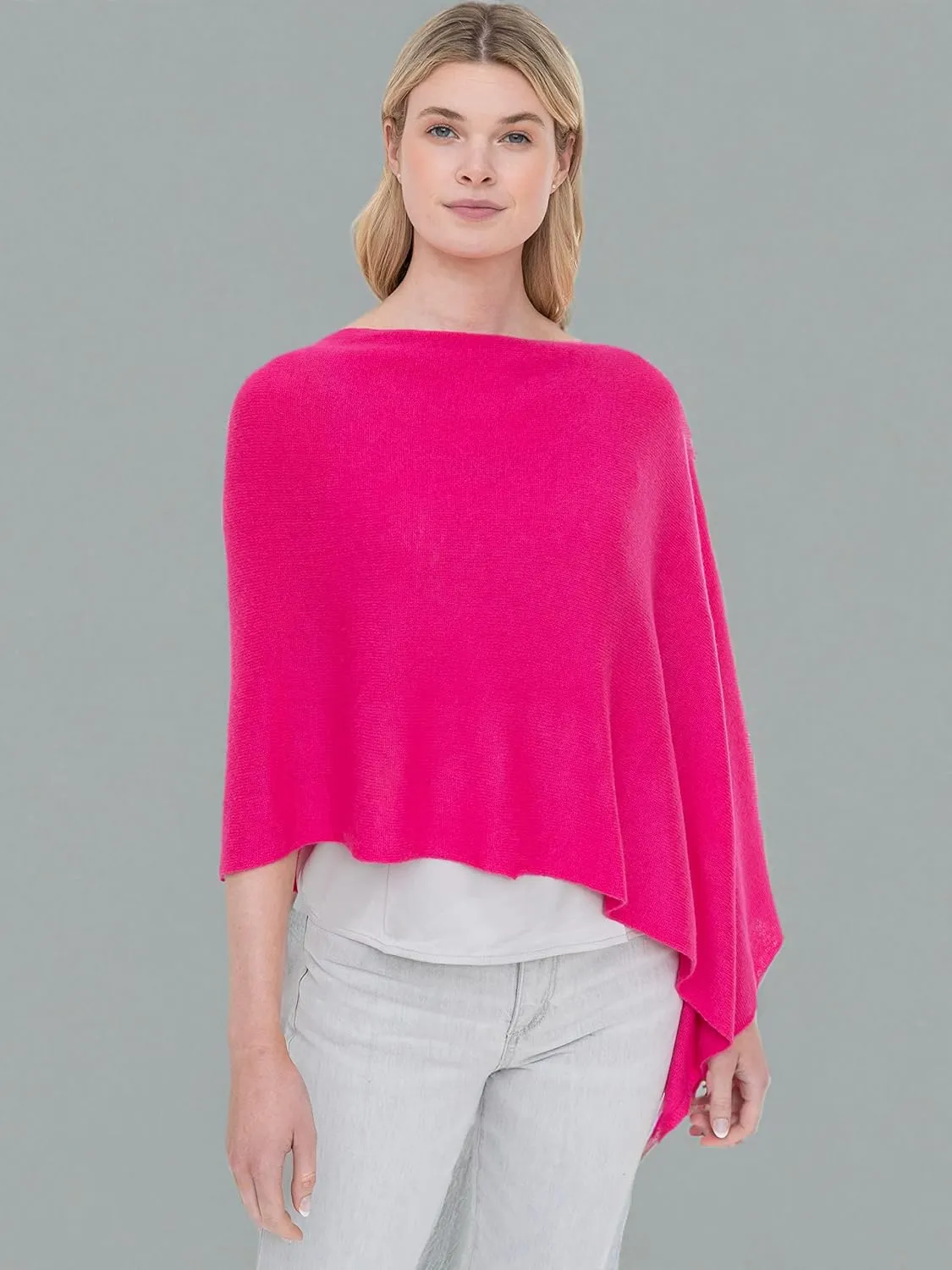 Cashmere -100% Cashmere Draped Dress Topper Poncho