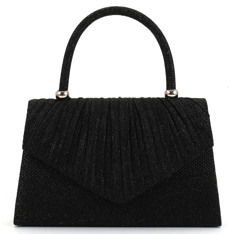 Champagne Black Gold Fabric Solid Color Square Evening Bags