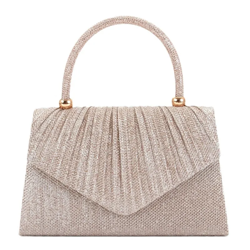 Champagne Black Gold Fabric Solid Color Square Evening Bags