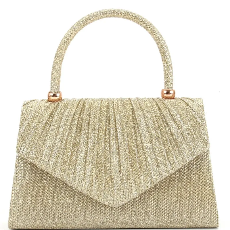 Champagne Black Gold Fabric Solid Color Square Evening Bags