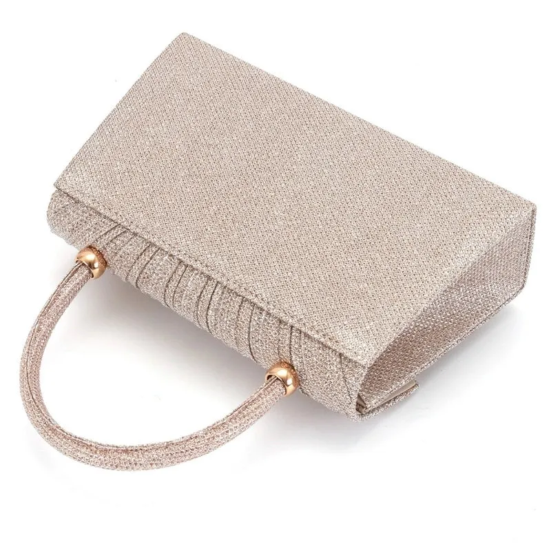 Champagne Black Gold Fabric Solid Color Square Evening Bags