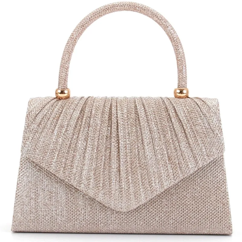 Champagne Black Gold Fabric Solid Color Square Evening Bags