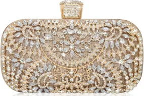 Covelin Women's Rhinestone Decorated Evening Bag, Tote Shoulder Crossbody Handbag with Chain