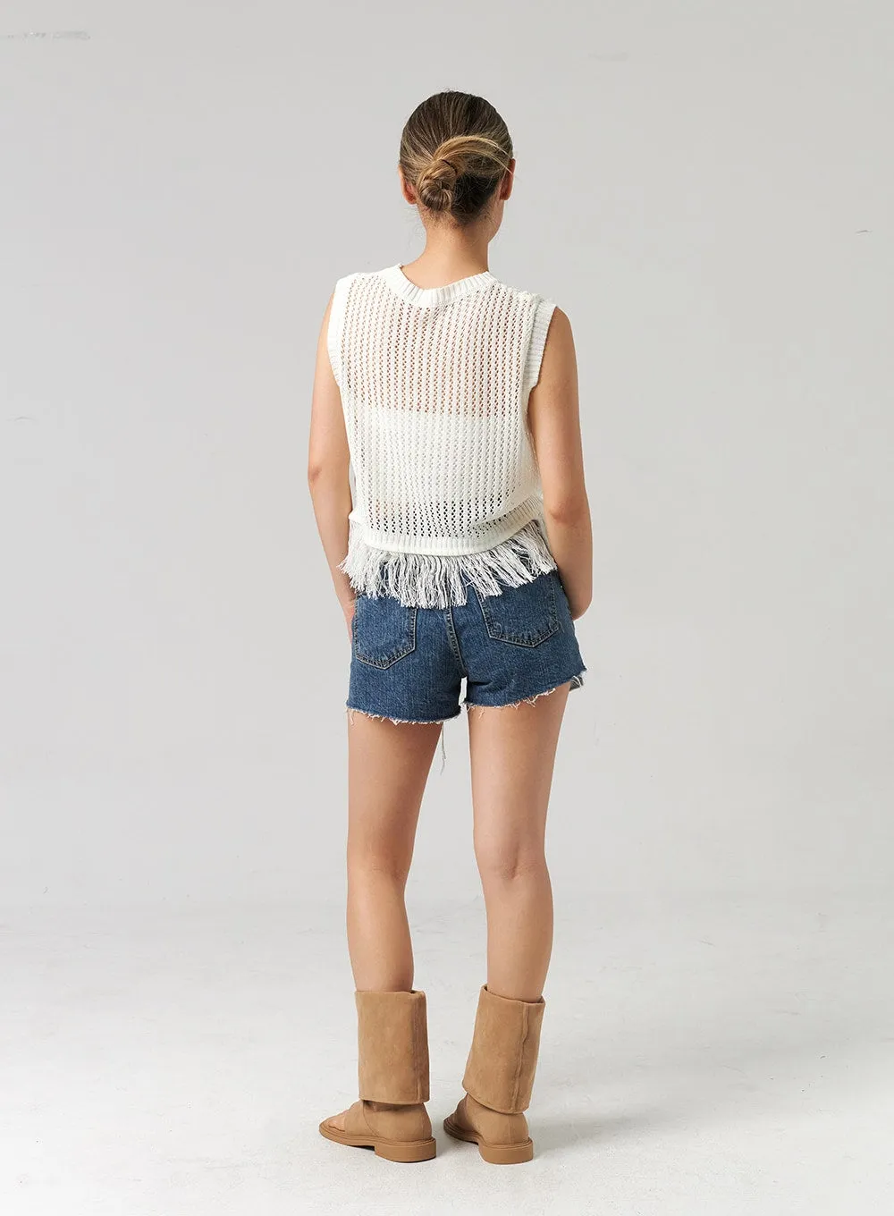 Dark Ripped Denim Shorts CL305