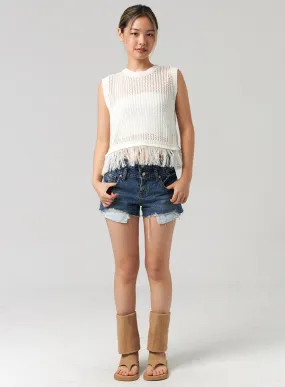 Dark Ripped Denim Shorts CL305