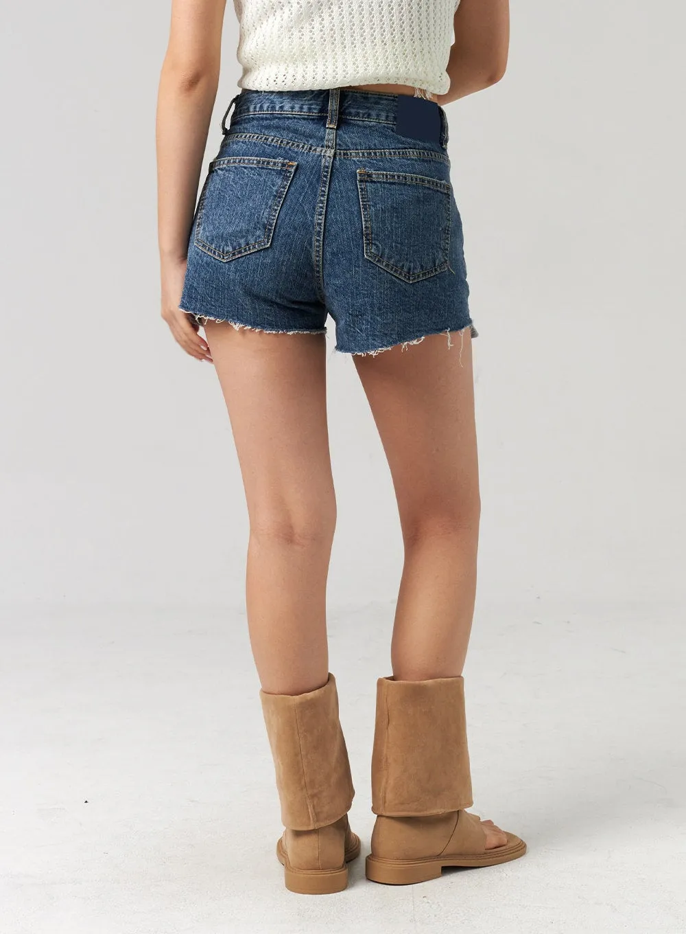 Dark Ripped Denim Shorts CL305