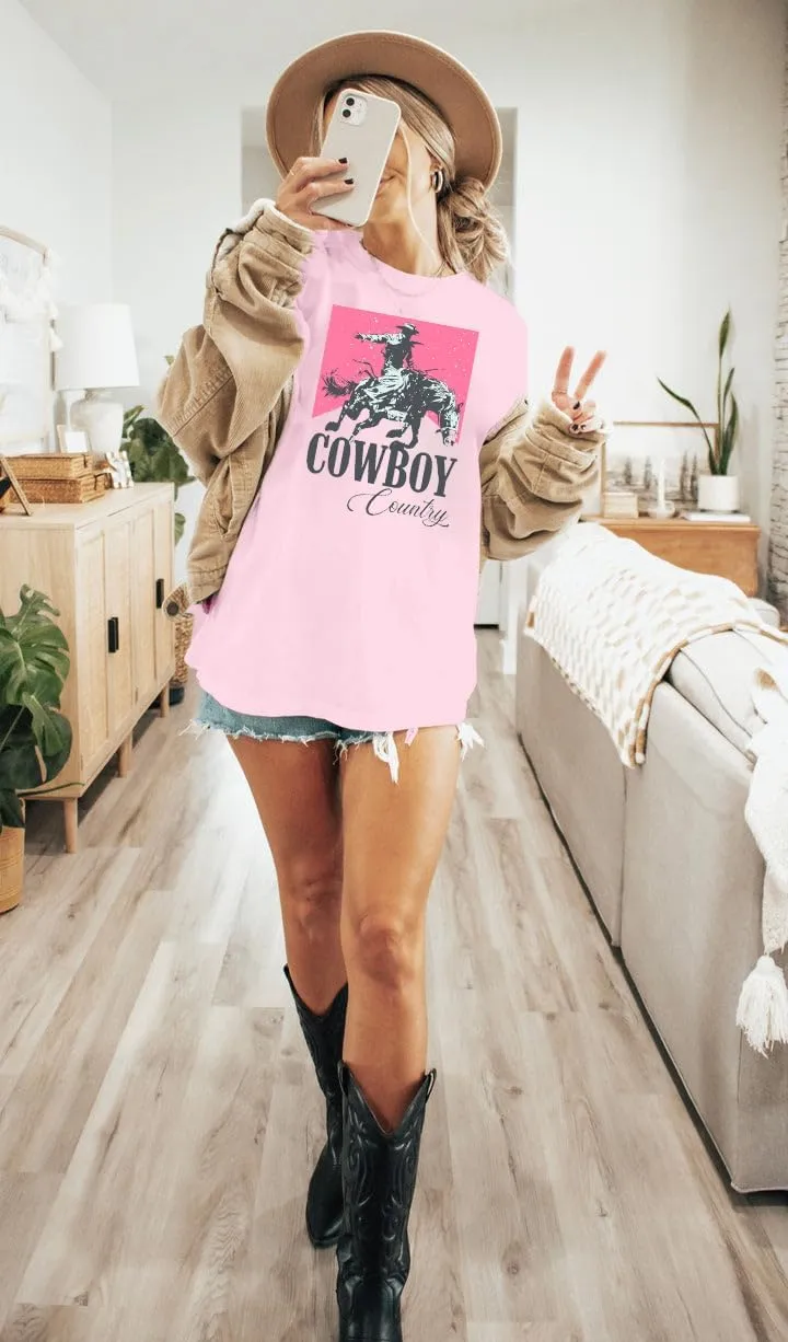 Oversized Cowboy Country Shirt Women: Cowgirl Country Music Shirt Rodeo Graphic Tee Casual Loose Western Top
