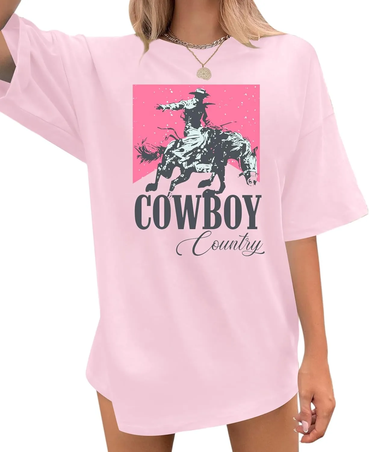 Oversized Cowboy Country Shirt Women: Cowgirl Country Music Shirt Rodeo Graphic Tee Casual Loose Western Top