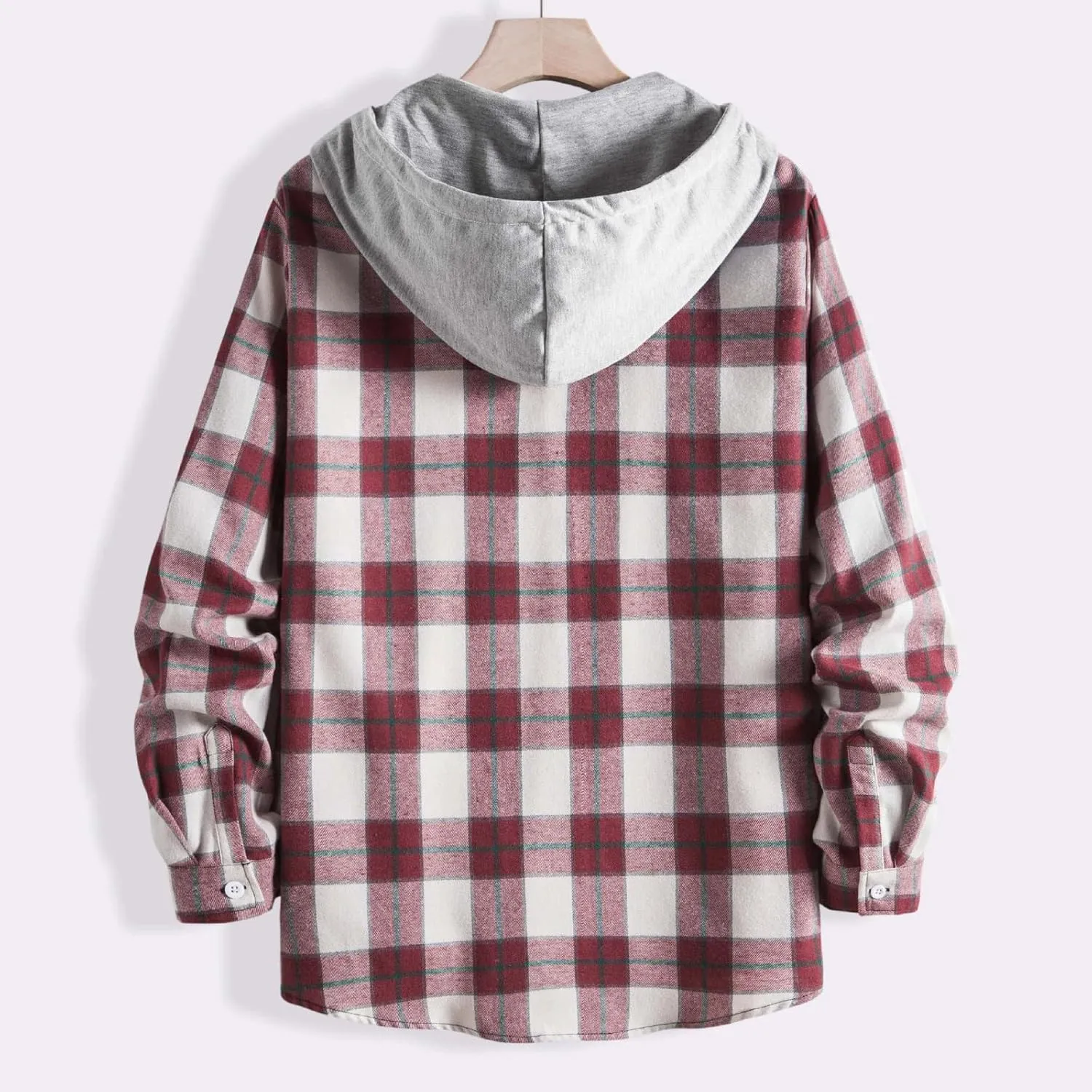 Plaid Hoodies Jackets for Men Relaxed Fit Zip Up Long Sleeve Lightweight Lined Button Down Padded Jackets Color Block