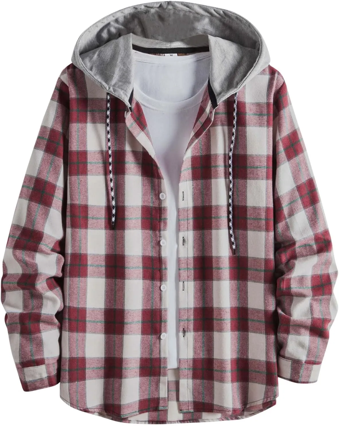 Plaid Hoodies Jackets for Men Relaxed Fit Zip Up Long Sleeve Lightweight Lined Button Down Padded Jackets Color Block