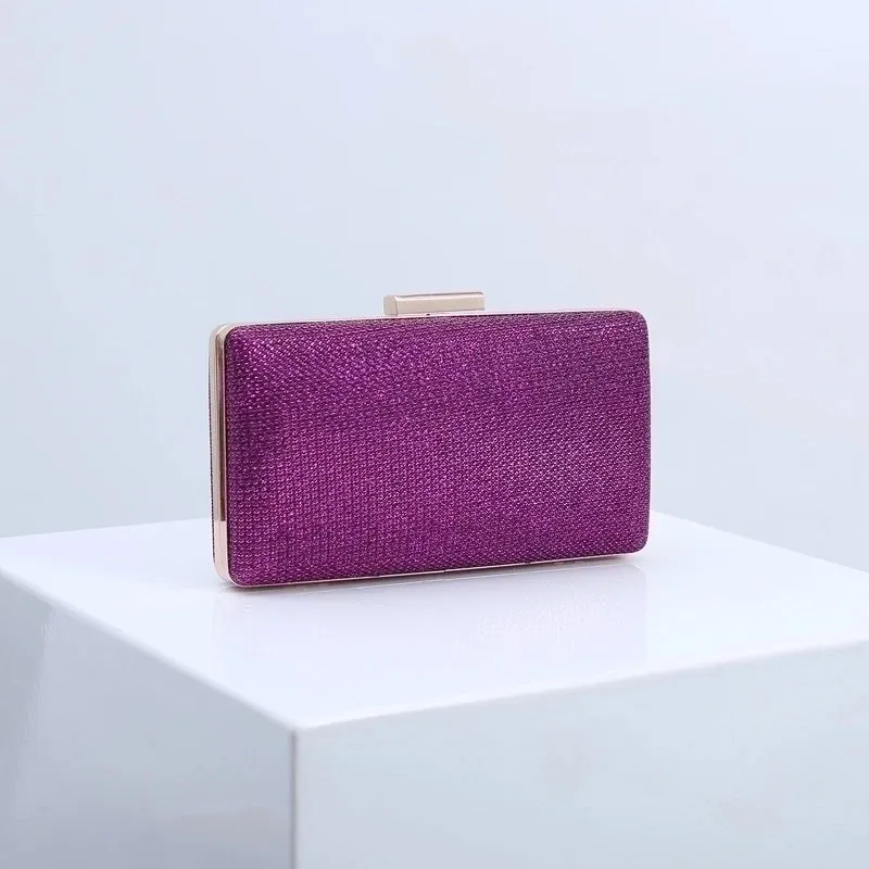 Purple Gold Champagne Pu Leather Solid Color Square Evening Bags