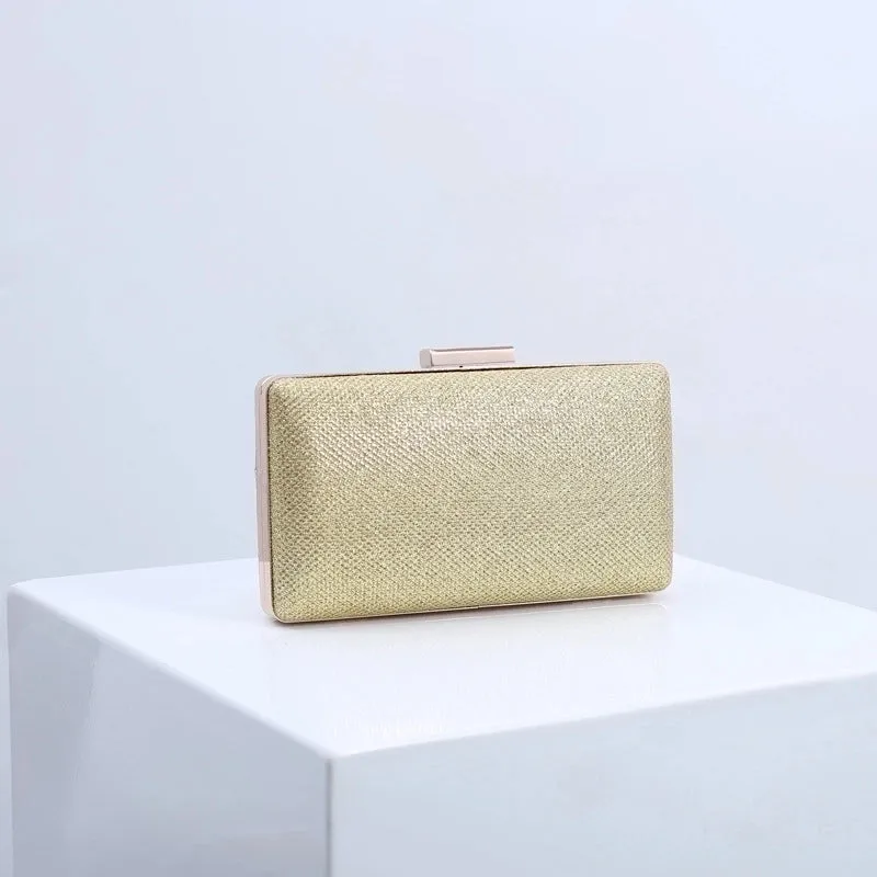 Purple Gold Champagne Pu Leather Solid Color Square Evening Bags