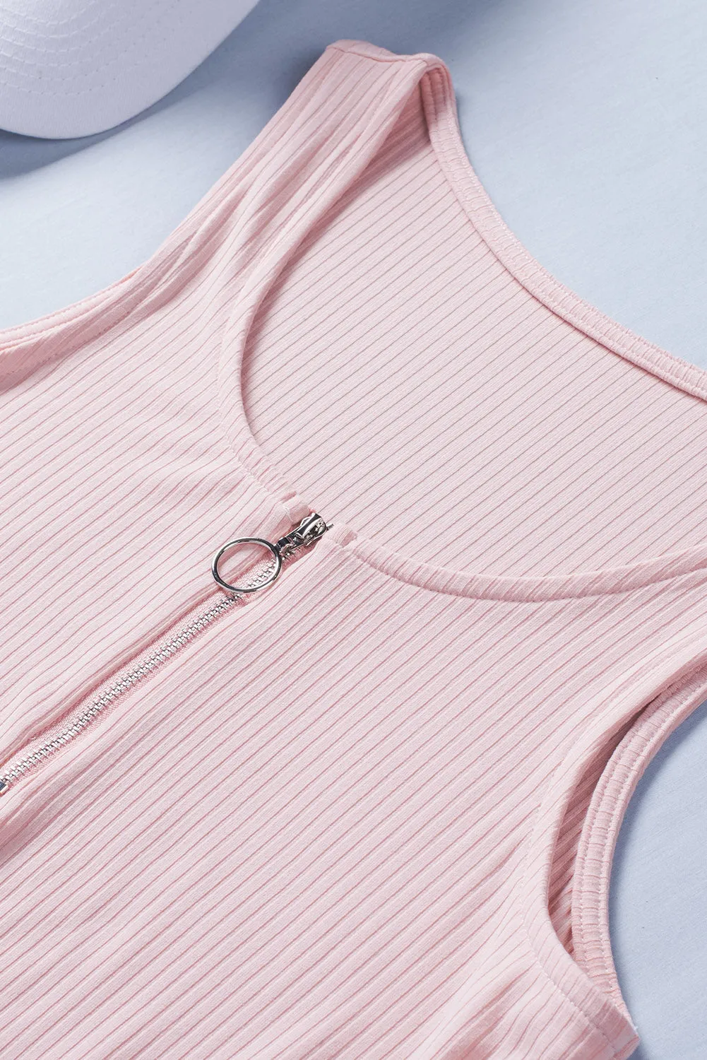 Ripped Zipper Tank Top