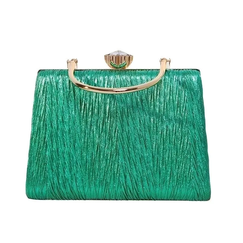 Silver Black Gold Pu Leather Solid Color Square Evening Bags