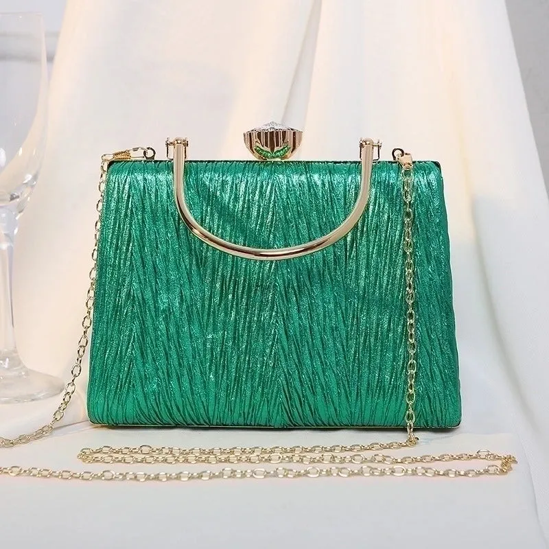 Silver Black Gold Pu Leather Solid Color Square Evening Bags