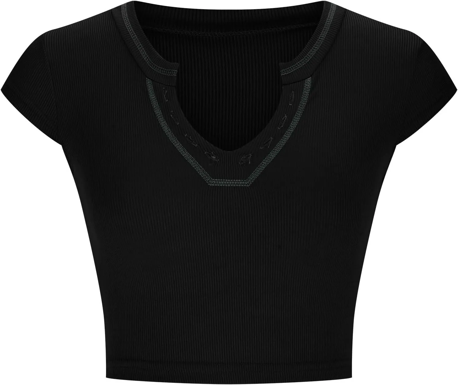Women Cap Sleeve Knit Sweater Vest Crop Tops Casual Fashion Stretchy Slim Fit V Neck Ribbed Tank Top Pullover Shirts