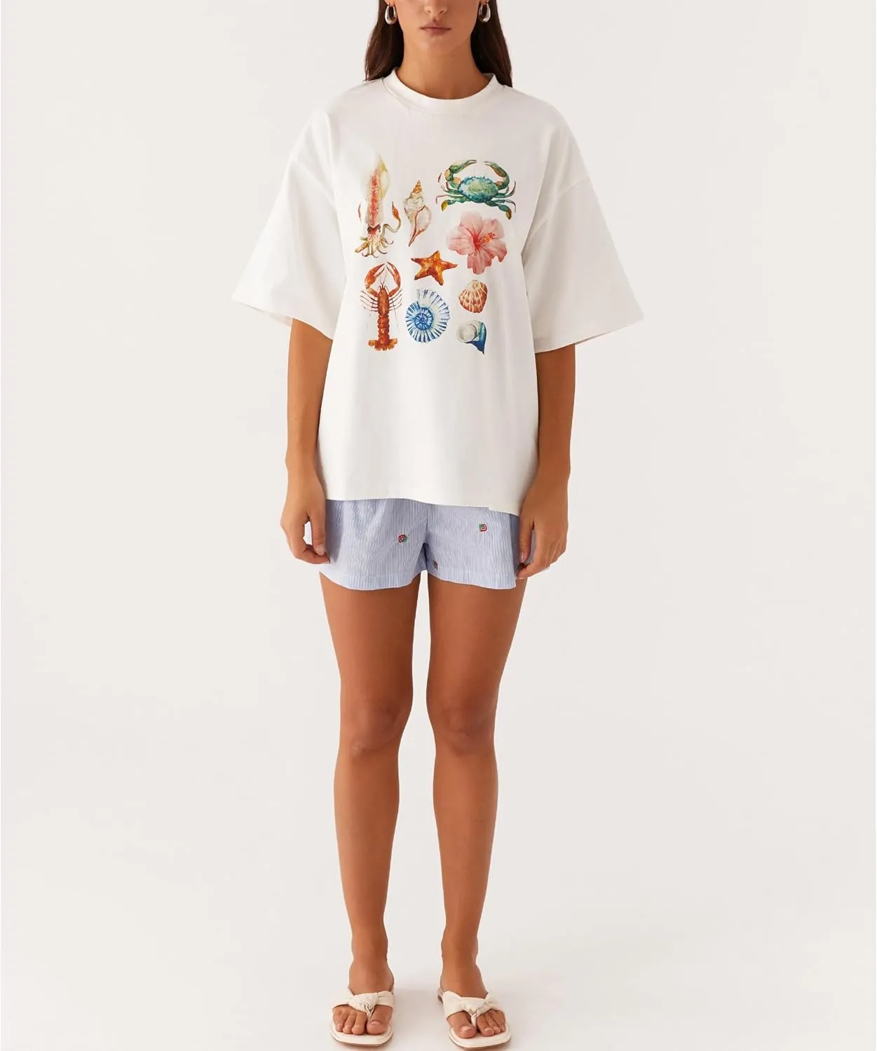 Women Oversized Graphic T Shirt Y2k Short Sleeve Crew Neck Drop Shoulder Loose Fit Tees Summer Preppy Aesthetic Baggy Top