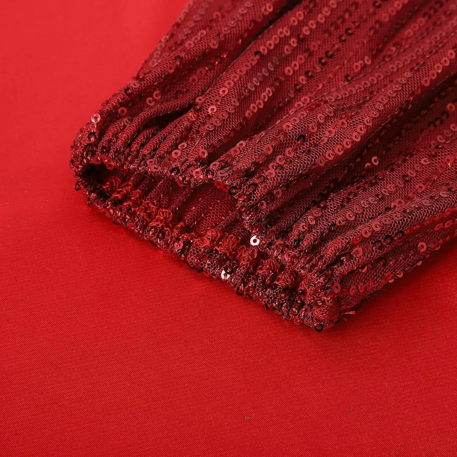 Women's Sweet Long Sleeved Round Neck Stitching Sequined Tie Mini Skirt Sweater for Sleeveless Dress